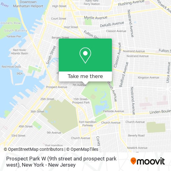 Prospect Park W (9th street and prospect park west) map