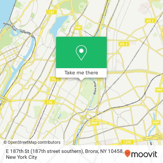 E 187th St (187th street southern), Bronx, NY 10458 map