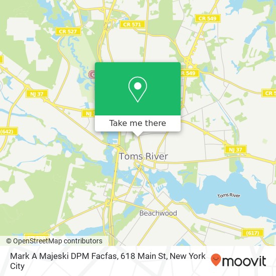 Mapa de Mark A Majeski DPM Facfas, 618 Main St