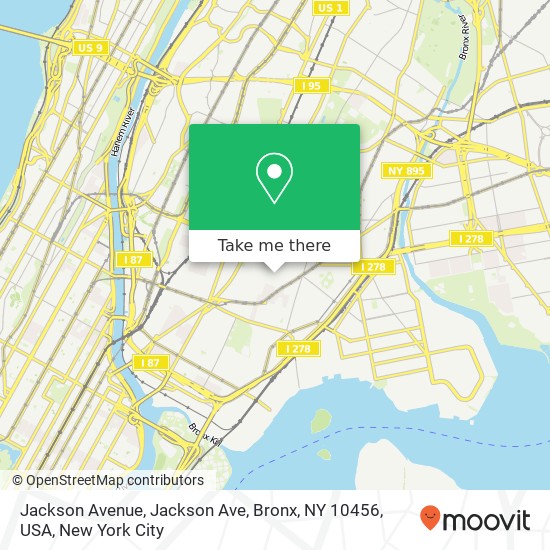 Mapa de Jackson Avenue, Jackson Ave, Bronx, NY 10456, USA