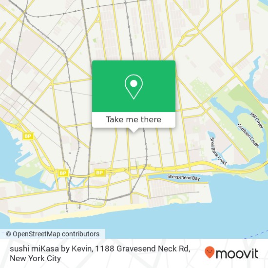 Mapa de sushi miKasa by Kevin, 1188 Gravesend Neck Rd