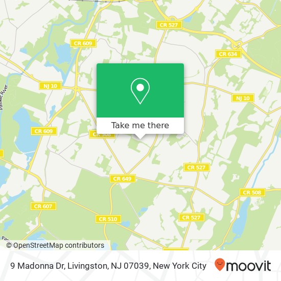 Mapa de 9 Madonna Dr, Livingston, NJ 07039