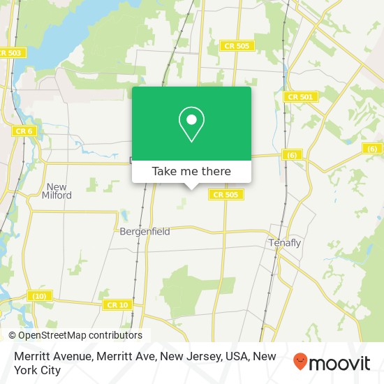 Mapa de Merritt Avenue, Merritt Ave, New Jersey, USA