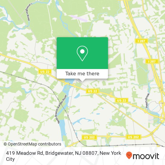 Mapa de 419 Meadow Rd, Bridgewater, NJ 08807