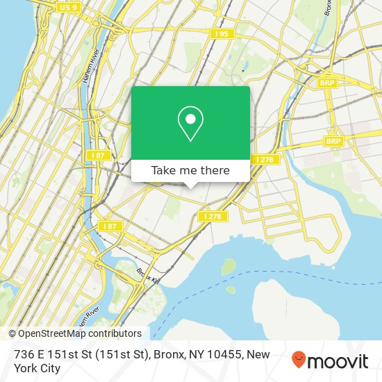 Mapa de 736 E 151st St (151st St), Bronx, NY 10455