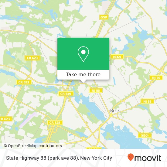 Mapa de State Highway 88 (park ave 88), Brick, NJ 08724