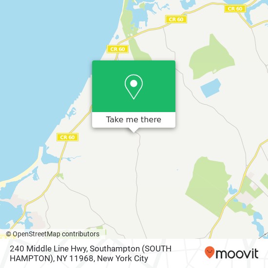 240 Middle Line Hwy, Southampton (SOUTH HAMPTON), NY 11968 map