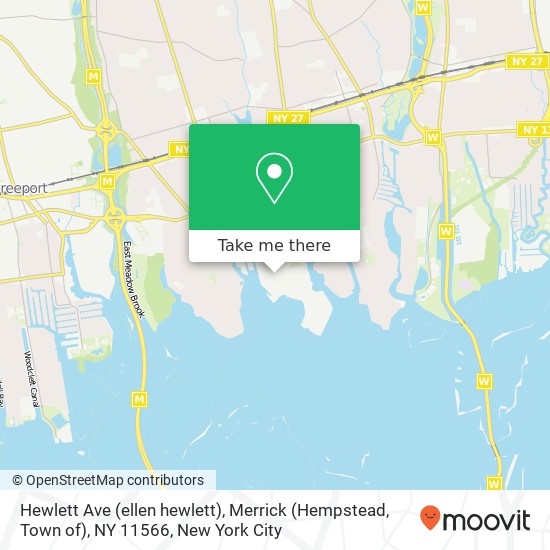 Mapa de Hewlett Ave (ellen hewlett), Merrick (Hempstead, Town of), NY 11566