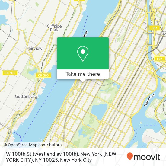 W 100th St (west end av 100th), New York (NEW YORK CITY), NY 10025 map
