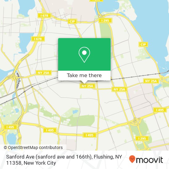 Mapa de Sanford Ave (sanford ave and 166th), Flushing, NY 11358