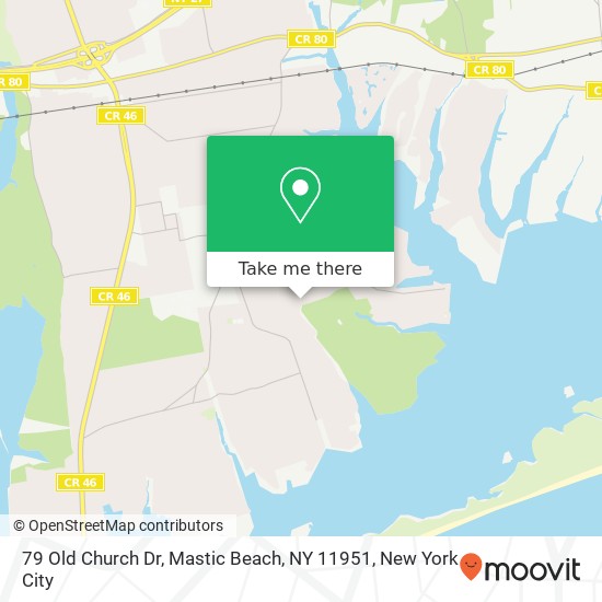 Mapa de 79 Old Church Dr, Mastic Beach, NY 11951