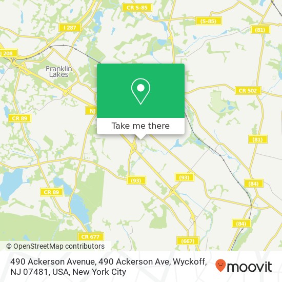 490 Ackerson Avenue, 490 Ackerson Ave, Wyckoff, NJ 07481, USA map