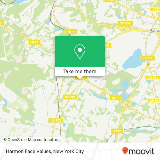 Mapa de Harmon Face Values, Morris Plains, NJ 07950