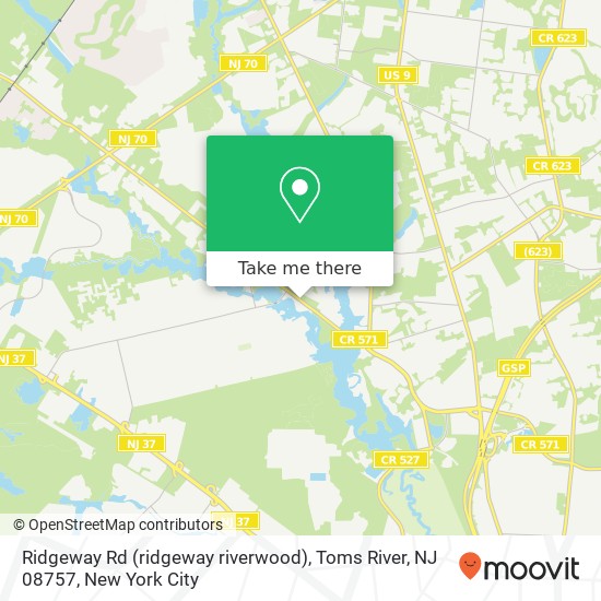 Mapa de Ridgeway Rd (ridgeway riverwood), Toms River, NJ 08757