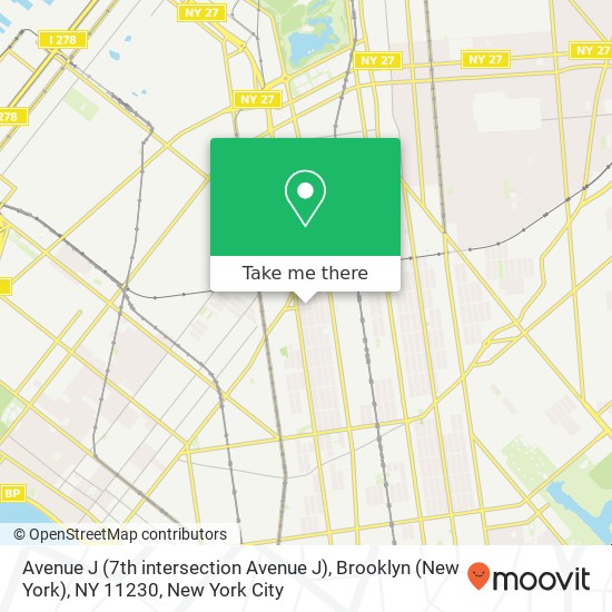 Mapa de Avenue J (7th intersection Avenue J), Brooklyn (New York), NY 11230