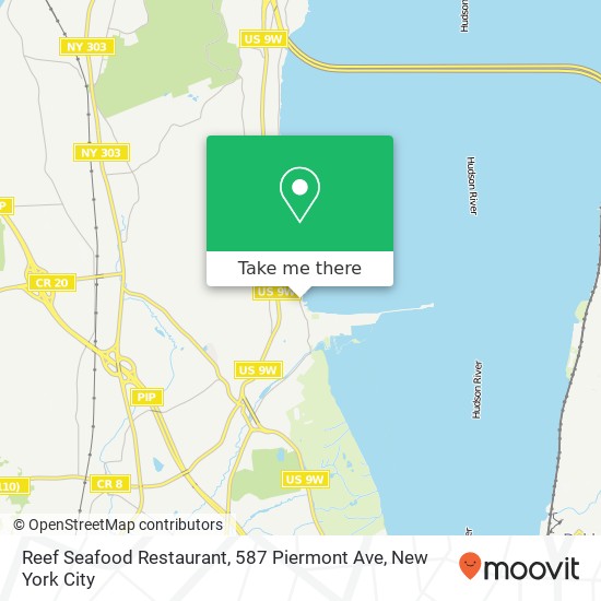 Mapa de Reef Seafood Restaurant, 587 Piermont Ave