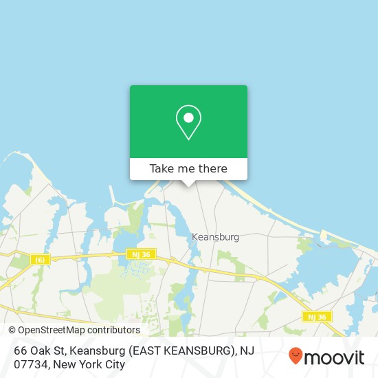 Mapa de 66 Oak St, Keansburg (EAST KEANSBURG), NJ 07734