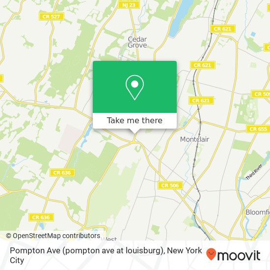 Mapa de Pompton Ave (pompton ave at louisburg), Verona, NJ 07044