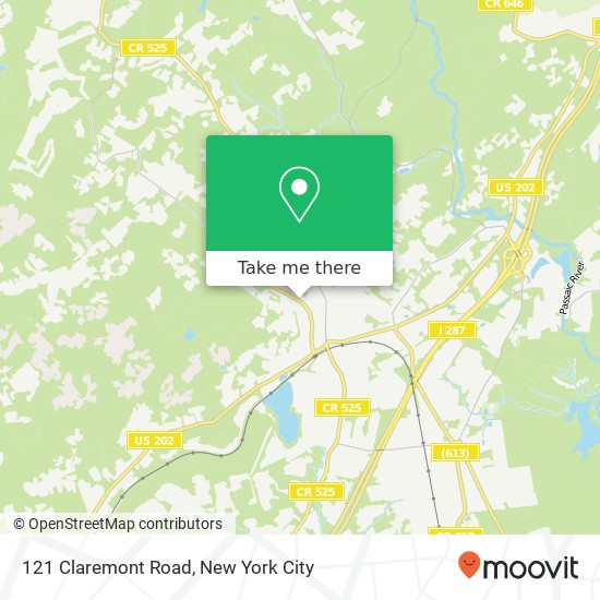 Mapa de 121 Claremont Road, 121 Claremont Rd, Bernardsville, NJ 07924, USA