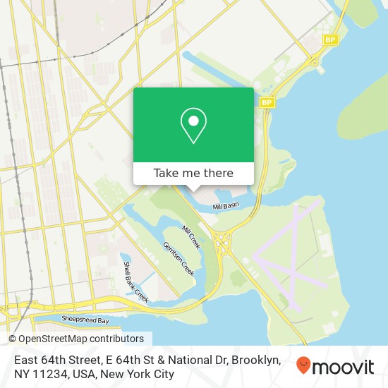 East 64th Street, E 64th St & National Dr, Brooklyn, NY 11234, USA map