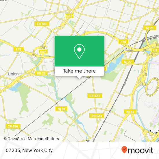 Mapa de 07205, Hillside, NJ 07205, USA