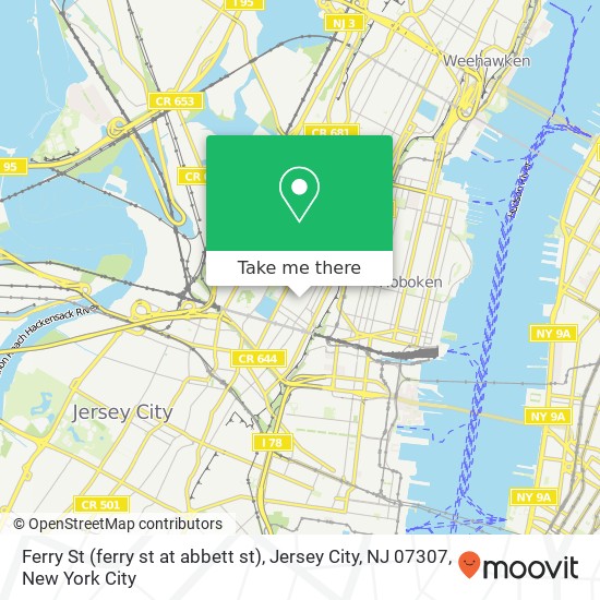 Mapa de Ferry St (ferry st at abbett st), Jersey City, NJ 07307