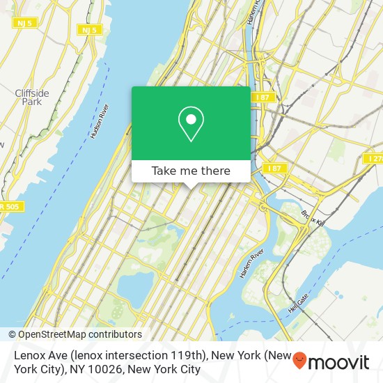 Lenox Ave (lenox intersection 119th), New York (New York City), NY 10026 map