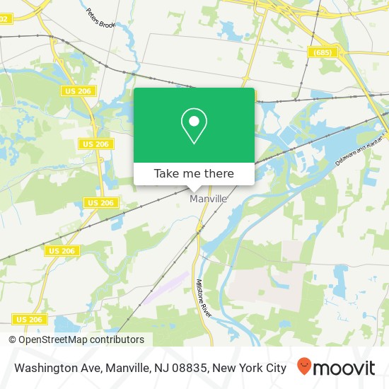 Mapa de Washington Ave, Manville, NJ 08835