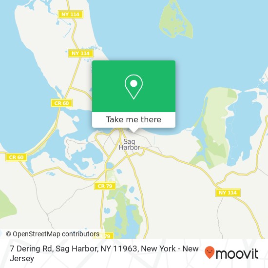 Mapa de 7 Dering Rd, Sag Harbor, NY 11963
