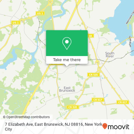 Mapa de 7 Elizabeth Ave, East Brunswick, NJ 08816