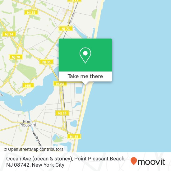 Mapa de Ocean Ave (ocean & stoney), Point Pleasant Beach, NJ 08742