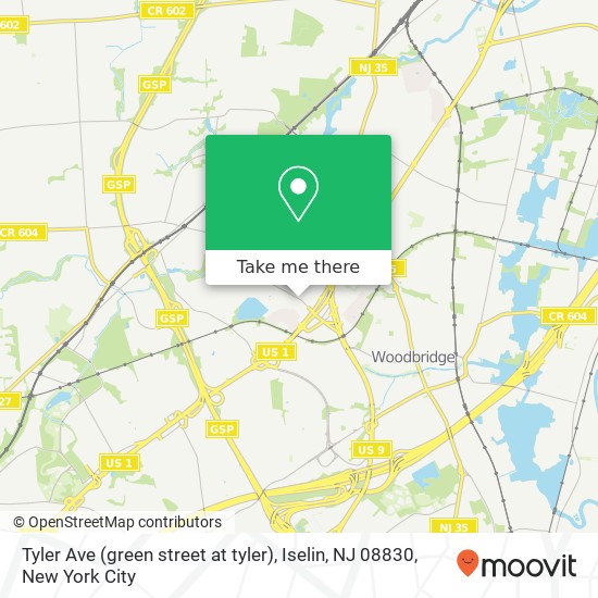 Mapa de Tyler Ave (green street at tyler), Iselin, NJ 08830