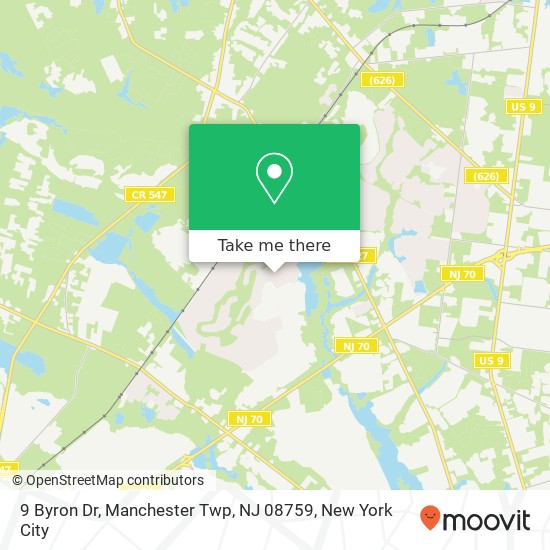 Mapa de 9 Byron Dr, Manchester Twp, NJ 08759
