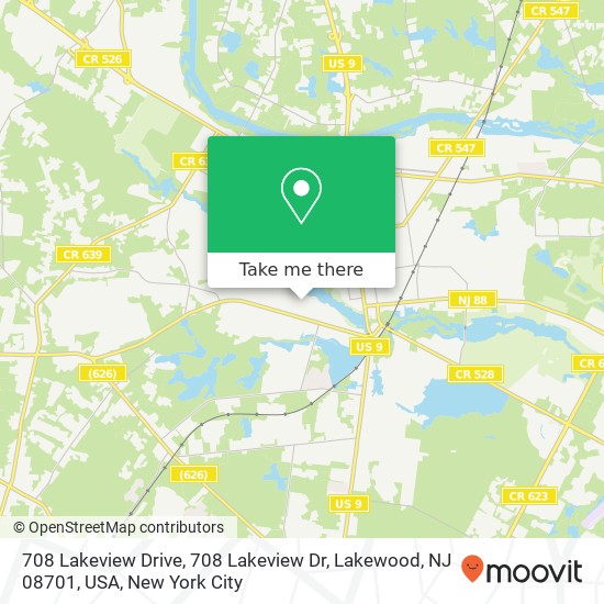 Mapa de 708 Lakeview Drive, 708 Lakeview Dr, Lakewood, NJ 08701, USA