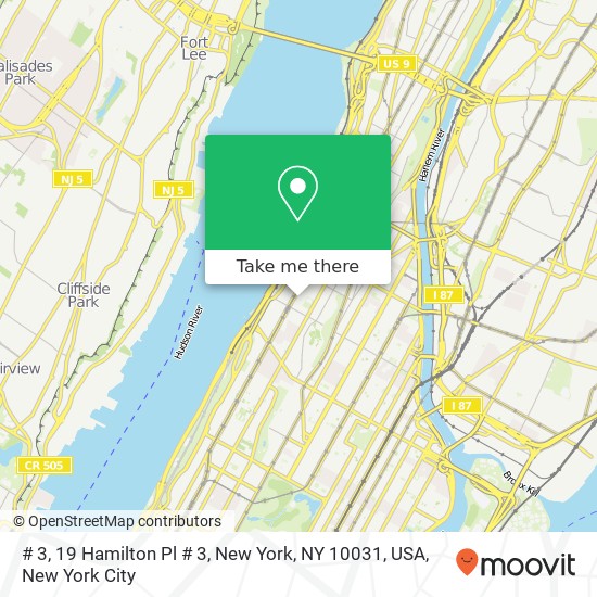 # 3, 19 Hamilton Pl # 3, New York, NY 10031, USA map