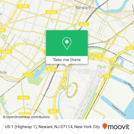US-1 (Highway 1), Newark, NJ 07114 map