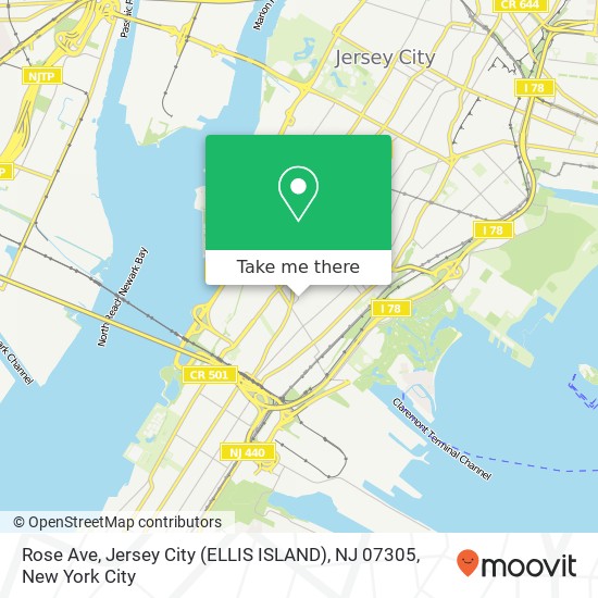 Rose Ave, Jersey City (ELLIS ISLAND), NJ 07305 map