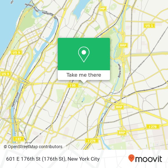 Mapa de 601 E 176th St (176th St), Bronx, NY 10457