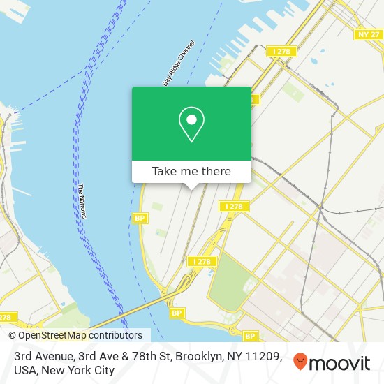 Mapa de 3rd Avenue, 3rd Ave & 78th St, Brooklyn, NY 11209, USA