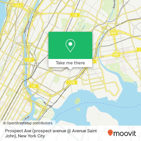 Mapa de Prospect Ave (prospect avenue @ Avenue Saint John), Bronx, NY 10455