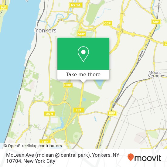 McLean Ave (mclean @ central park), Yonkers, NY 10704 map