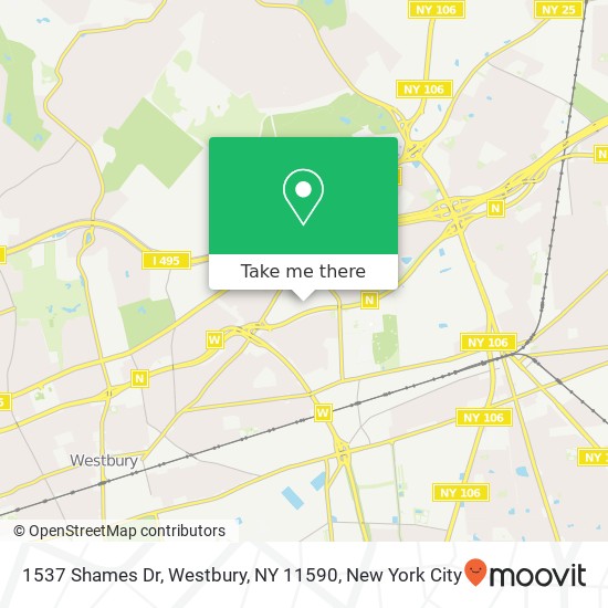Mapa de 1537 Shames Dr, Westbury, NY 11590