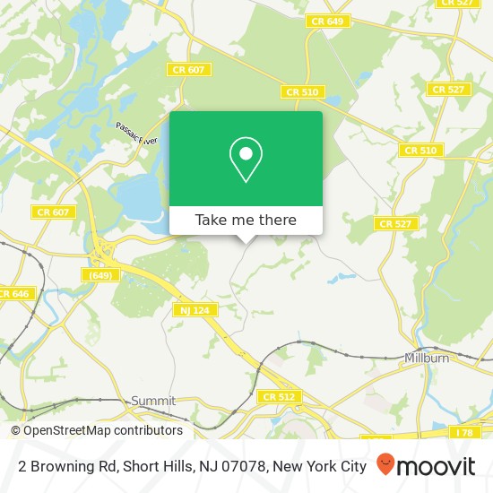 Mapa de 2 Browning Rd, Short Hills, NJ 07078