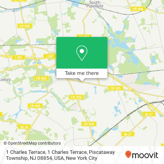 Mapa de 1 Charles Terrace, 1 Charles Terrace, Piscataway Township, NJ 08854, USA