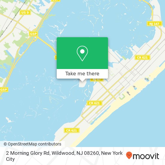 Mapa de 2 Morning Glory Rd, Wildwood, NJ 08260