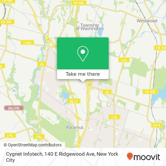 Mapa de Cygnet Infotech, 140 E Ridgewood Ave