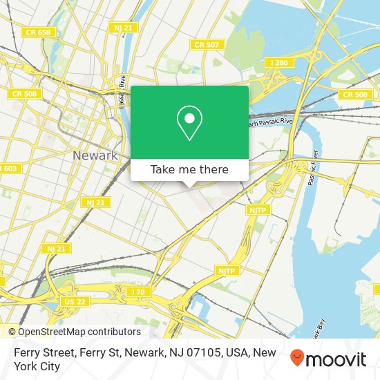 Mapa de Ferry Street, Ferry St, Newark, NJ 07105, USA