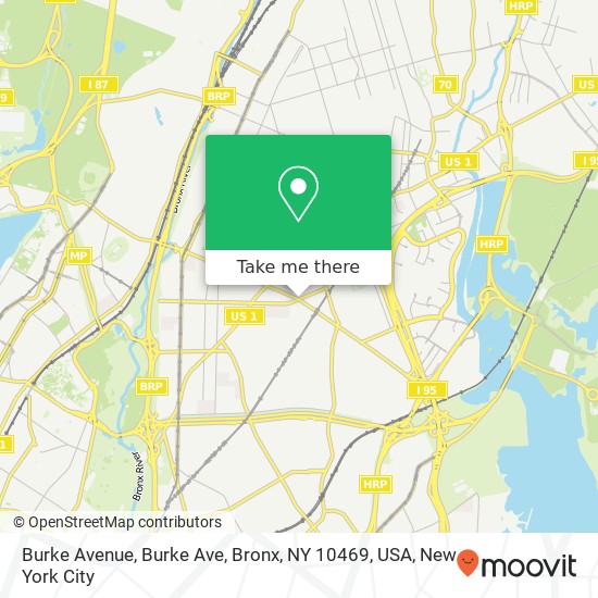 Burke Avenue, Burke Ave, Bronx, NY 10469, USA map