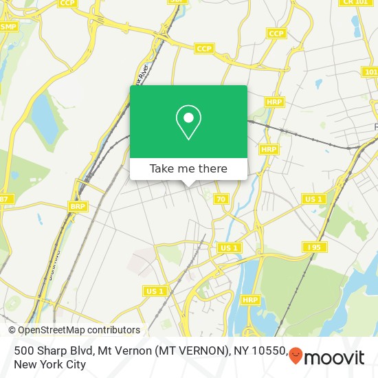 Mapa de 500 Sharp Blvd, Mt Vernon (MT VERNON), NY 10550