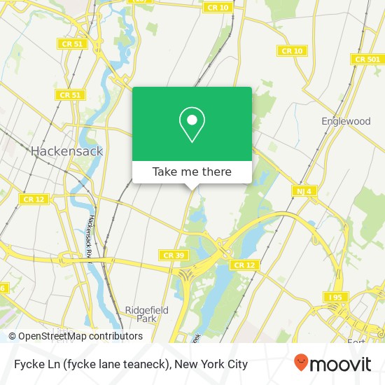 Mapa de Fycke Ln (fycke lane teaneck), Teaneck (TEANECK), NJ 07666